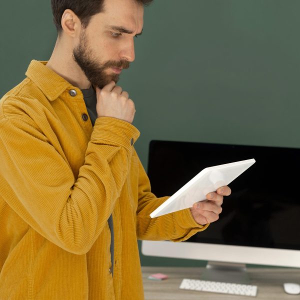side-view-man-with-tablet